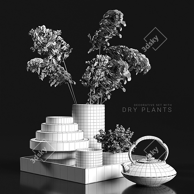 Rustic Botanical Decor Set 3D model image 3