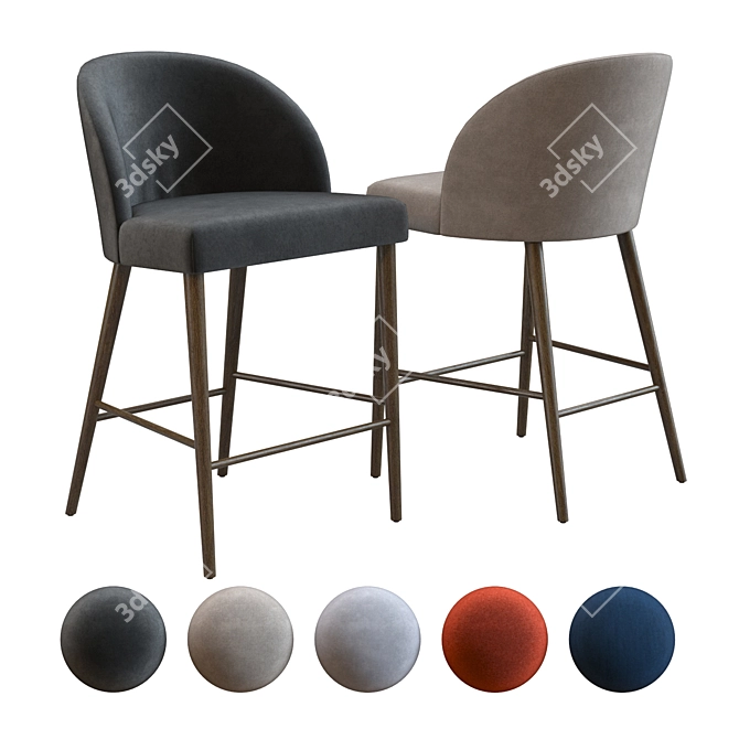 Camille Counter Stool: Sleek Velvet Seating 3D model image 1