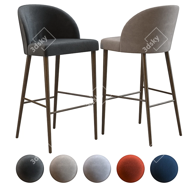 Elegant Velvet Camille Bar Stool 3D model image 1