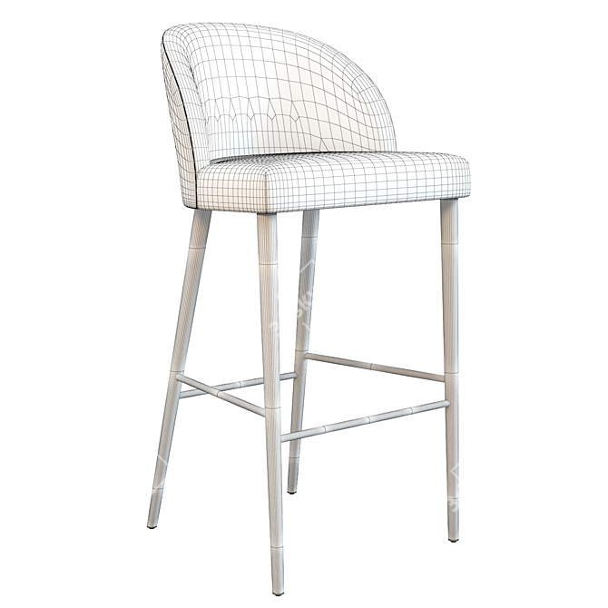 Elegant Velvet Camille Bar Stool 3D model image 2