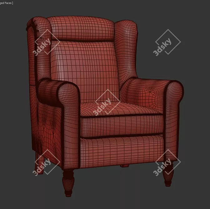 Elegant Gallegos Wingback Chair 3D model image 3