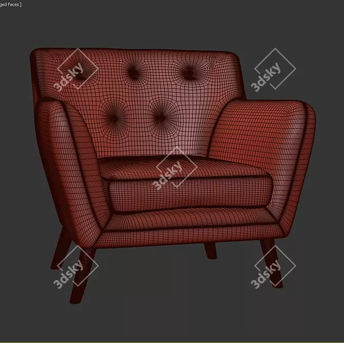 Elegant Victor Wingback Chair 3D model image 3