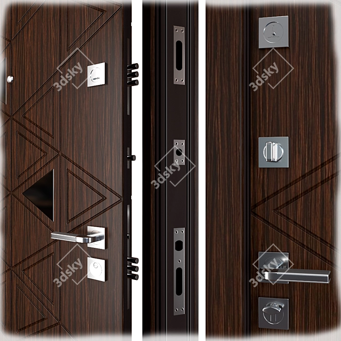 Zimen Cristal: Stylish Metal Entrance Door 3D model image 2