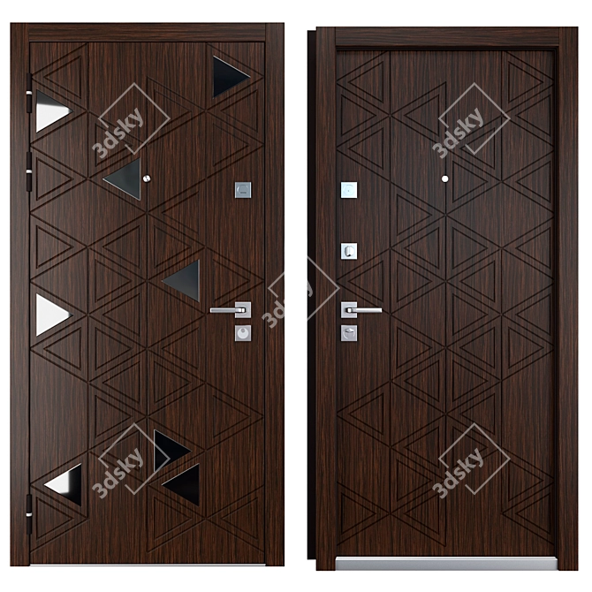 Zimen Cristal: Stylish Metal Entrance Door 3D model image 3