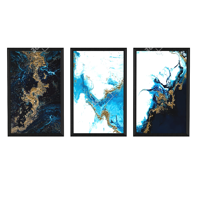 Artistic Trio: Set of Paintings 3D model image 1