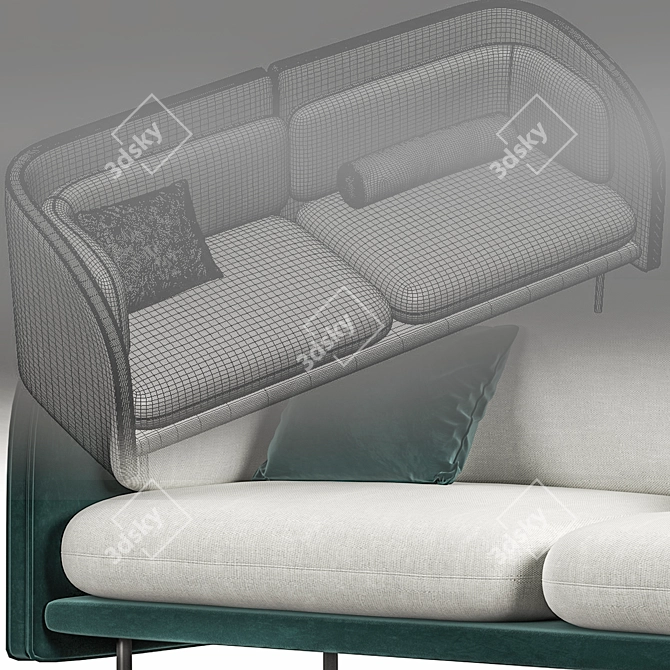 Minimalist Green Sofa: 3dsmax2014 & V-ray 3D model image 3