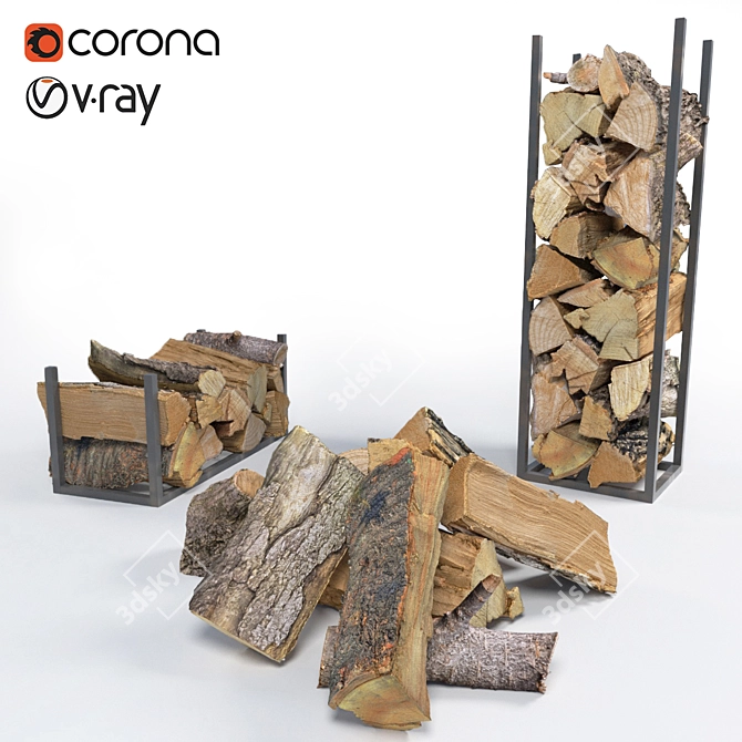 Premium Firewood Logs: Authentic, High-Quality, and Sustainable. 3D model image 1