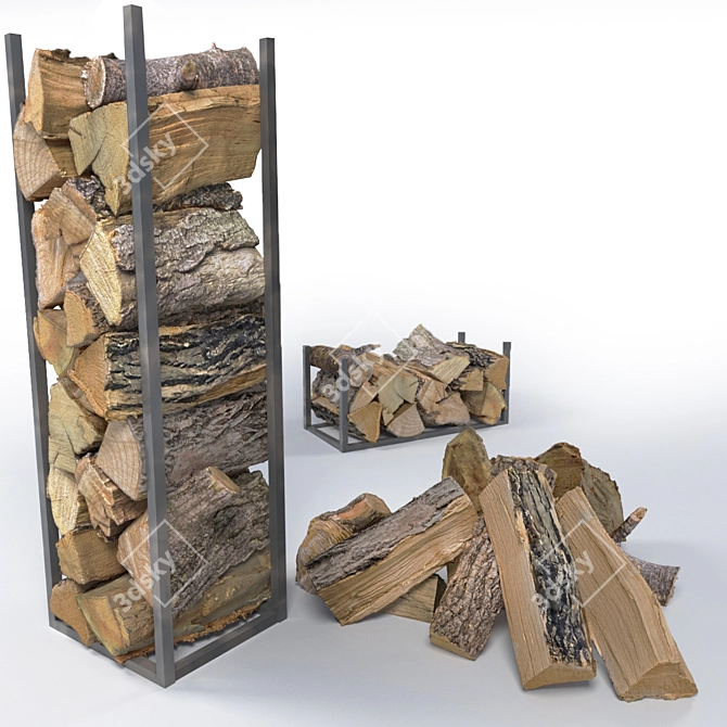 Premium Firewood Logs: Authentic, High-Quality, and Sustainable. 3D model image 3