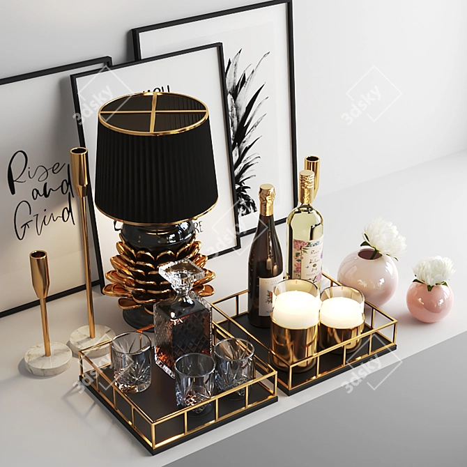 Gilded Wine Magic Set 3D model image 2