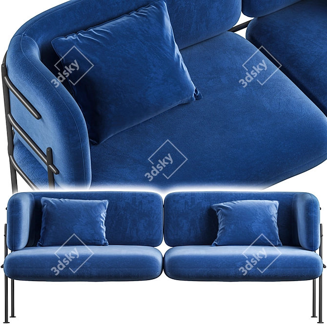 Classic Blue 3D Sofa: Stylish Minimal Design 3D model image 1