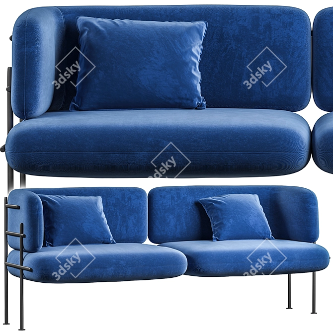 Classic Blue 3D Sofa: Stylish Minimal Design 3D model image 2