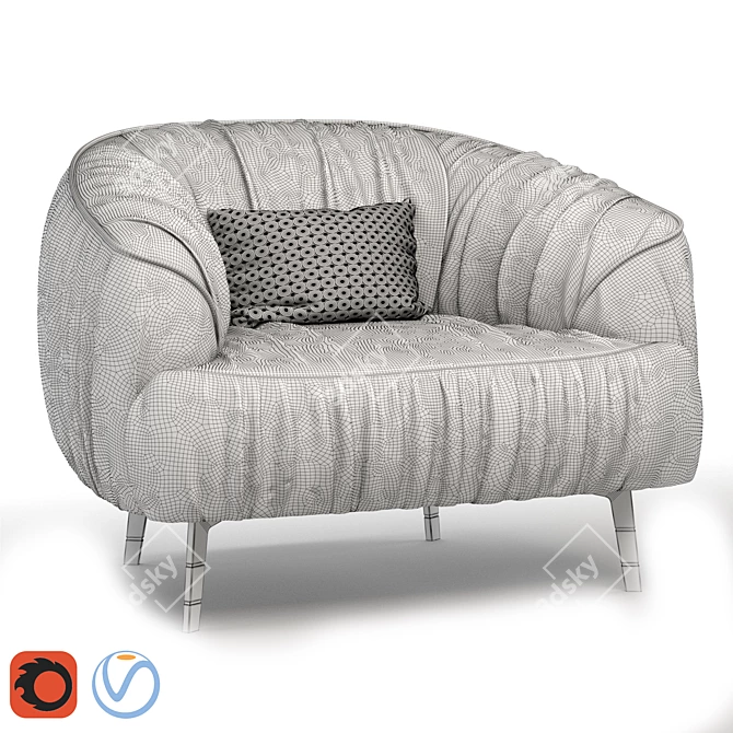 Designer Armchair: Borzalino Sigmund 3D model image 3