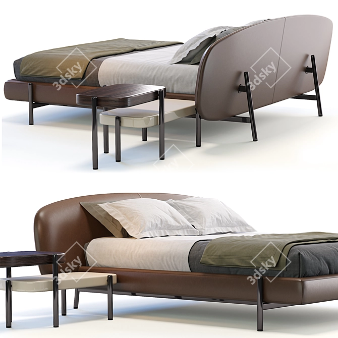 Elegant Busneli Bed ERMIONE 3D model image 2