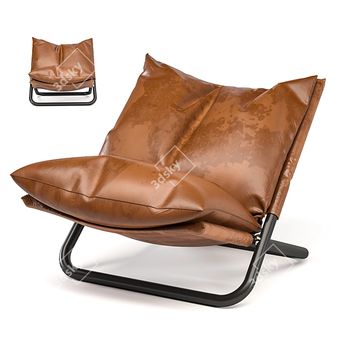 Sleek Leather Cross Armchair 3D model image 1