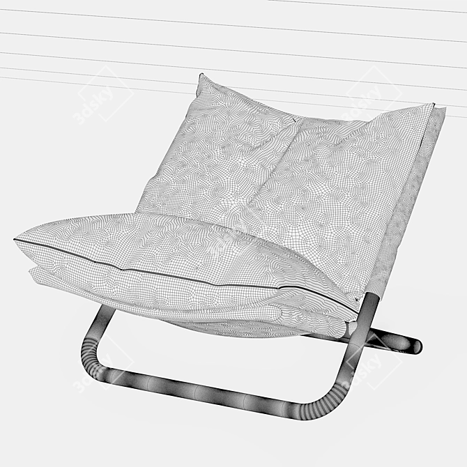 Sleek Leather Cross Armchair 3D model image 2