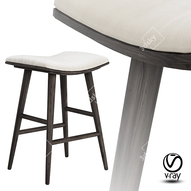 Carbon Saddle Counter Stool: Stylish Oak Frame & Natural Seat 3D model image 3