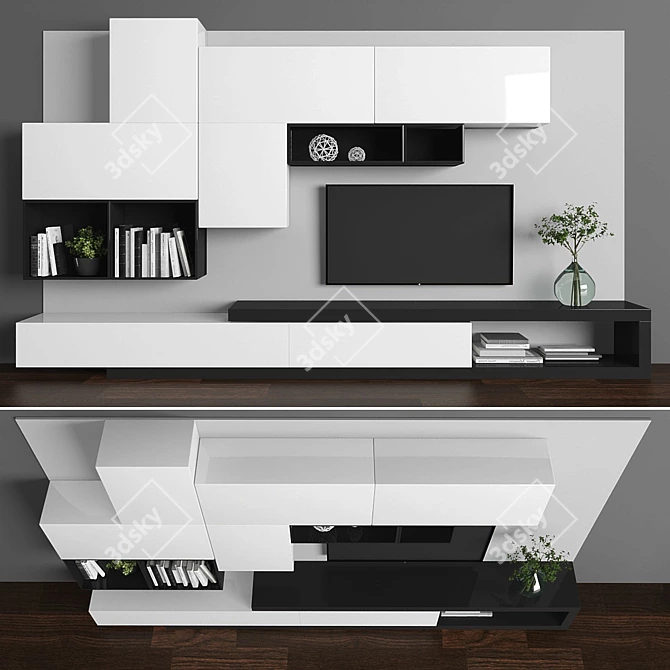 Modern TV Stand Set 082 3D model image 1