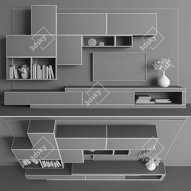 Modern TV Stand Set 082 3D model image 2