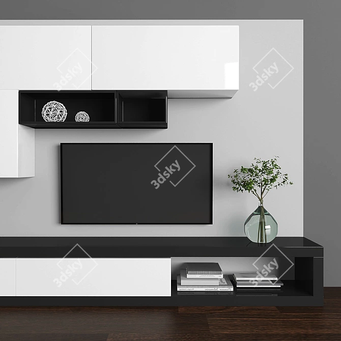 Modern TV Stand Set 082 3D model image 3