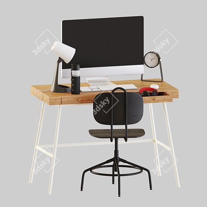 Eco-Friendly Bamboo Desk Set 3D model image 4