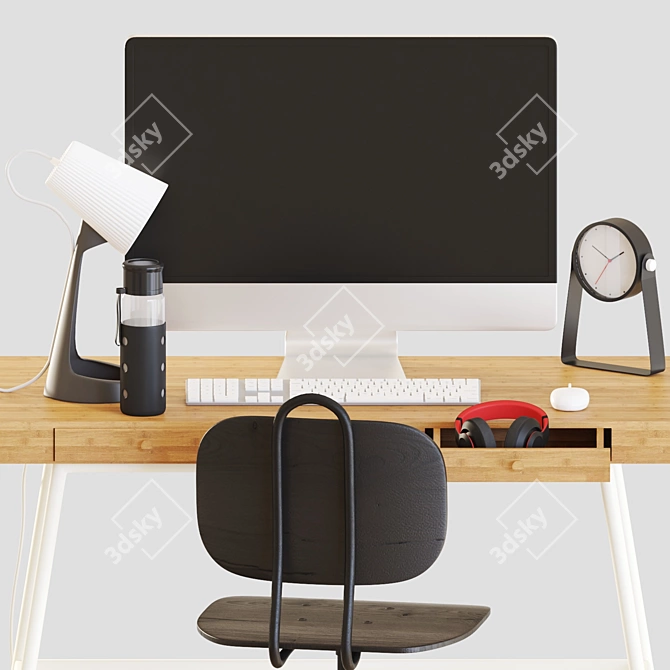 Eco-Friendly Bamboo Desk Set 3D model image 5