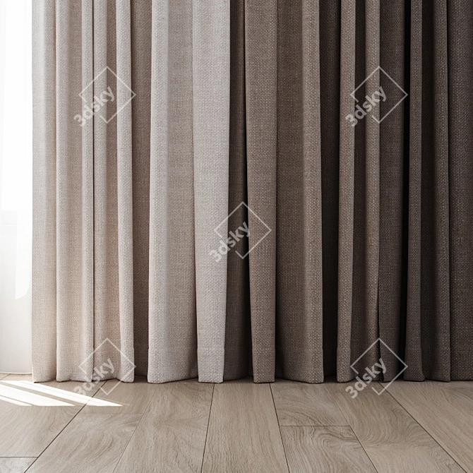 Colorful Curtains Set: 4 Options 3D model image 2