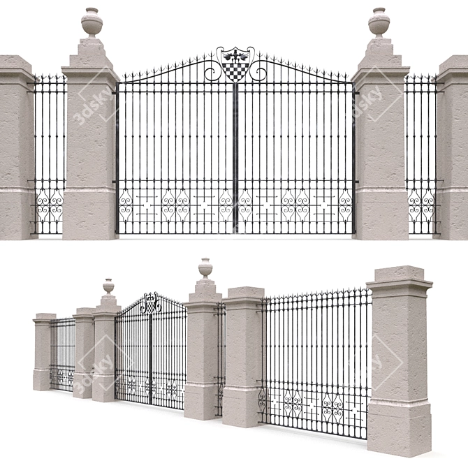Romantic Italian Gate & Fence 3D model image 1