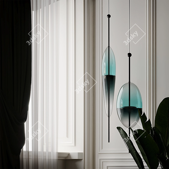 Sleek Flow Pendant Lights 3D model image 4