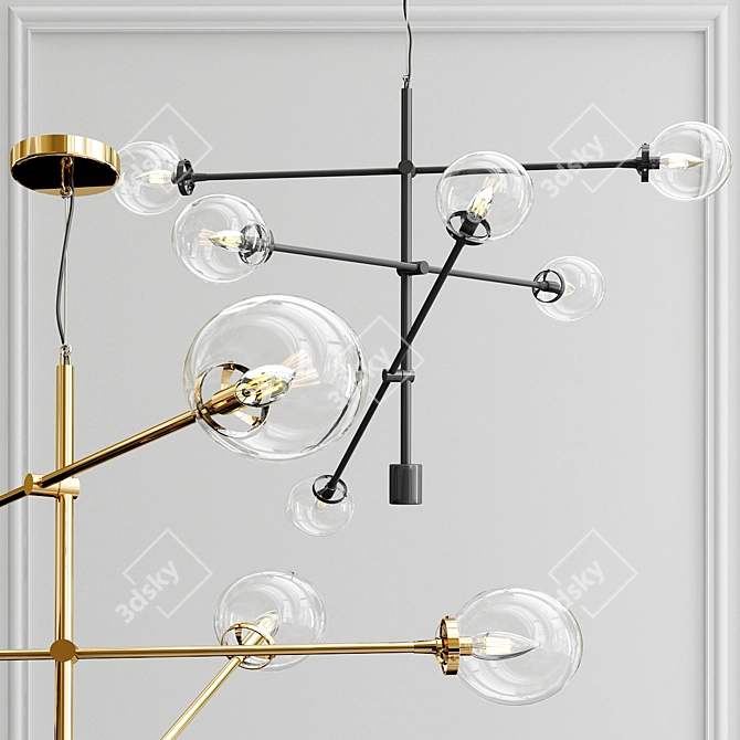 Vintage-inspired 6-Light Linear Chandelier 3D model image 1