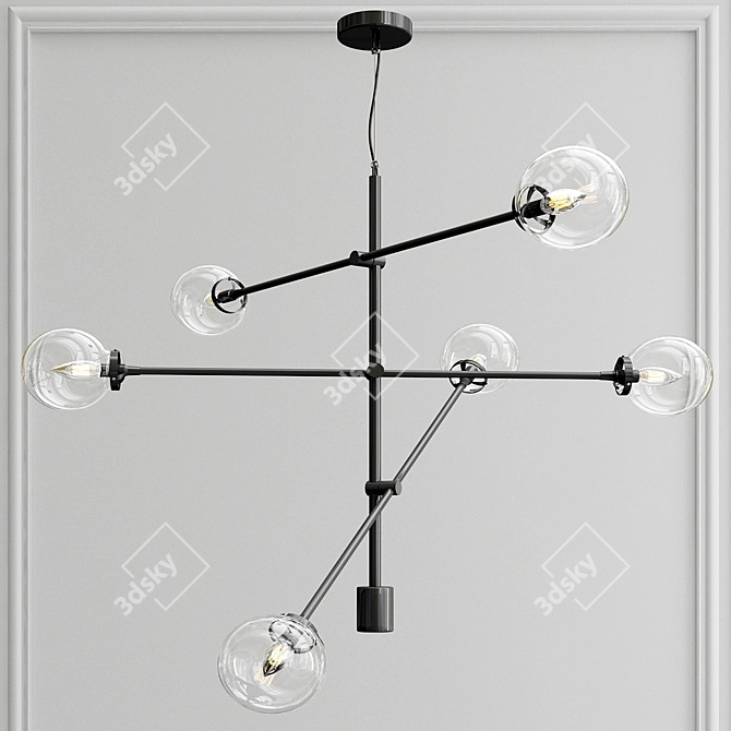 Vintage-inspired 6-Light Linear Chandelier 3D model image 2