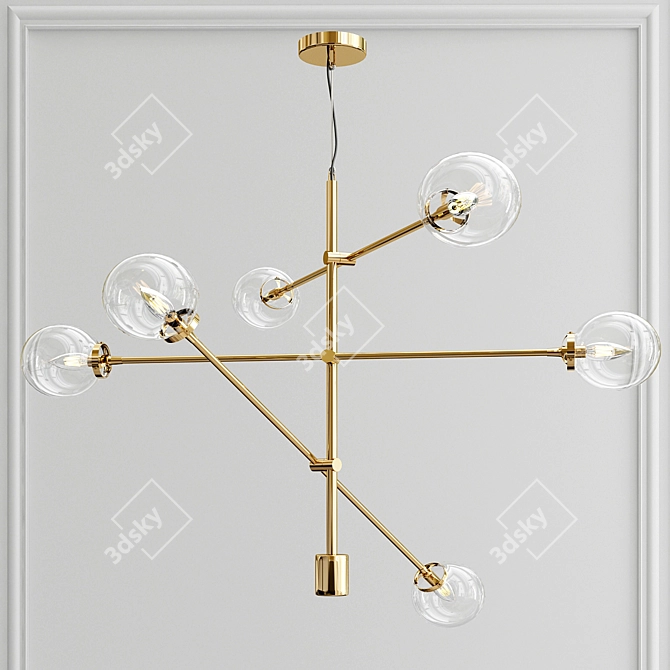 Vintage-inspired 6-Light Linear Chandelier 3D model image 3