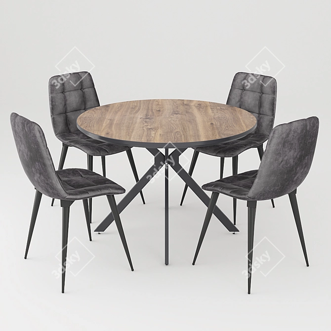 Elegant Teramo Chair & Amber VEGA Table 3D model image 1