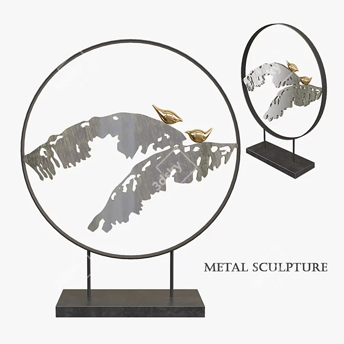 Elegant Metal Art Sculpture 3D model image 1