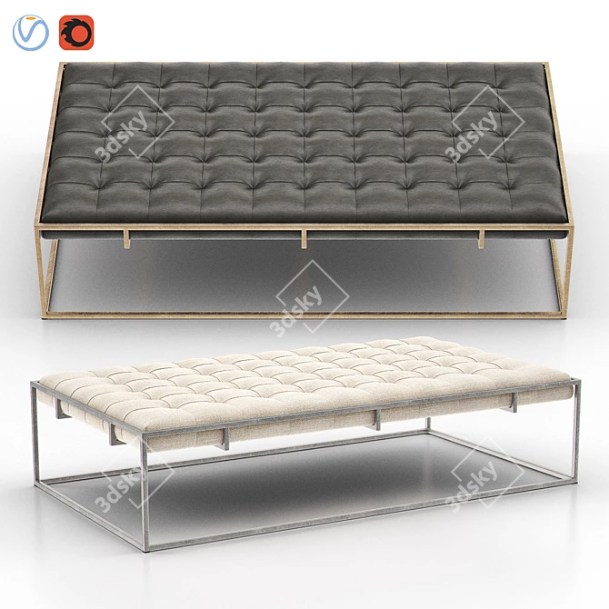 Elegant Brass Metal Ottoman 3D model image 1