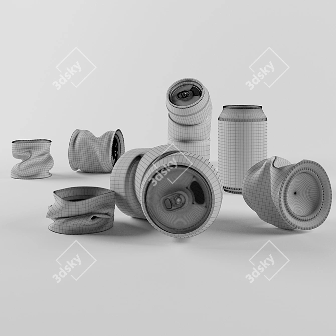 Title: Crushed Aluminum Can Model 3D model image 2