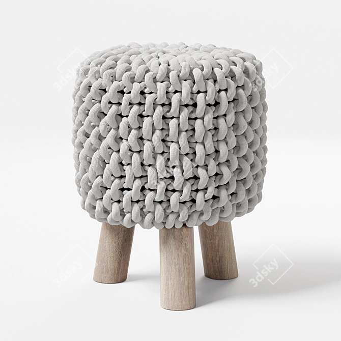 Cozy Chunky Knit Ottoman 3D model image 2