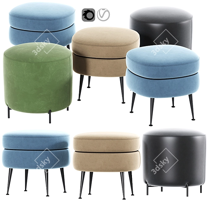 Elegant Ottoman Set 3D model image 1