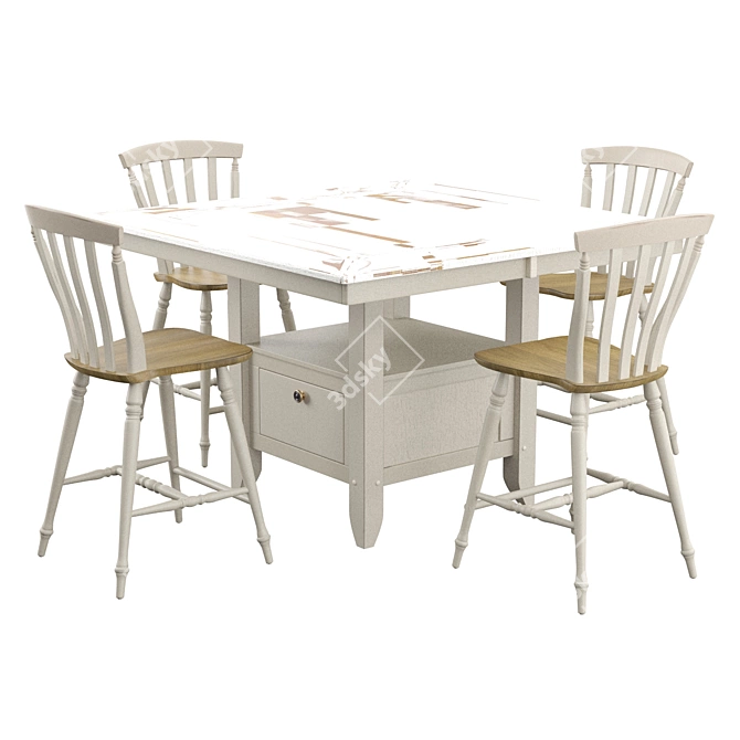 Elegant Cher 5 Piece Dining Set 3D model image 1