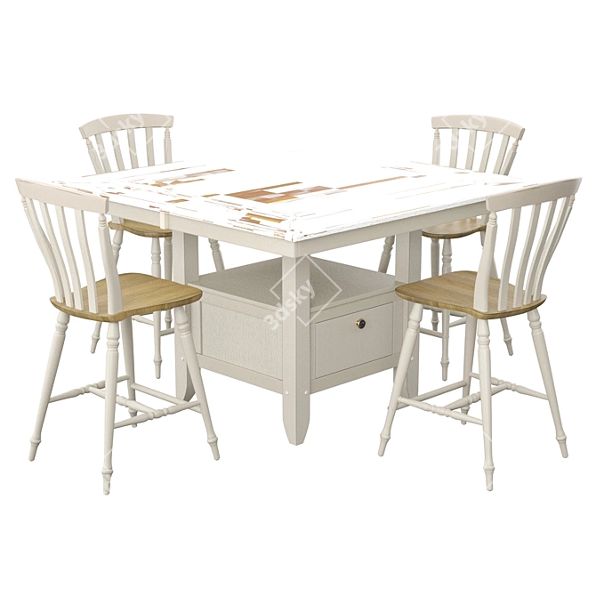 Elegant Cher 5 Piece Dining Set 3D model image 2