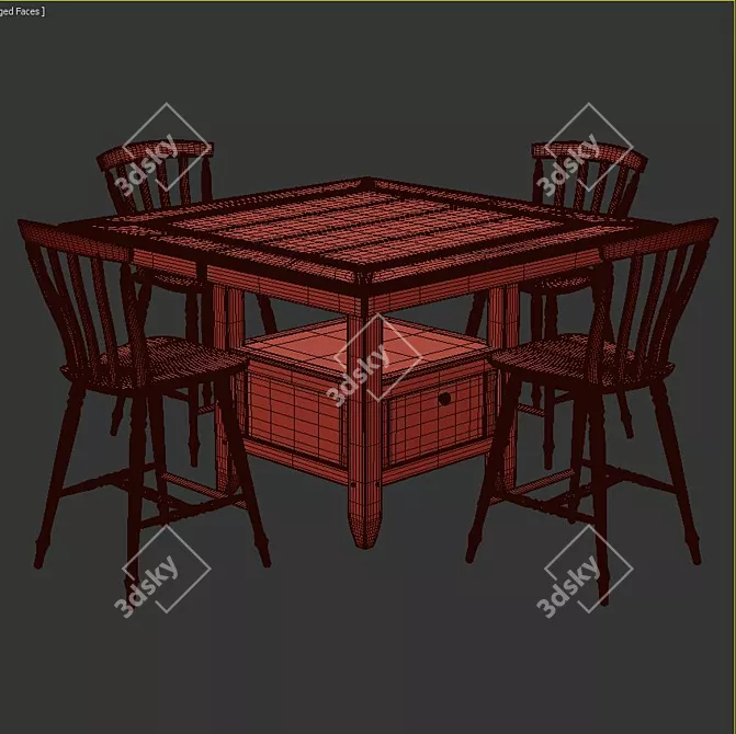 Elegant Cher 5 Piece Dining Set 3D model image 3