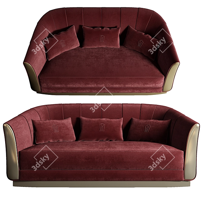 37% OFF Minotti Giglio: Red Velvet Sofa 3D model image 1