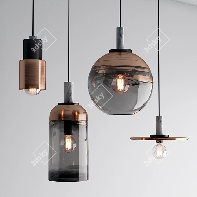 HAUSI LightBrass Pendant Set 3D model image 1