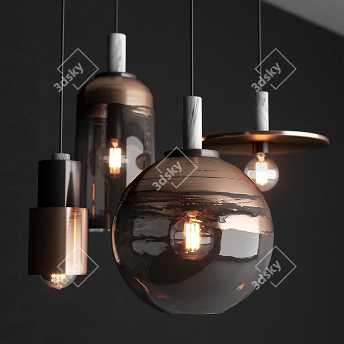 HAUSI LightBrass Pendant Set 3D model image 2