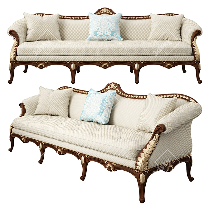 Elegant George III Chippendale Sofa 3D model image 1