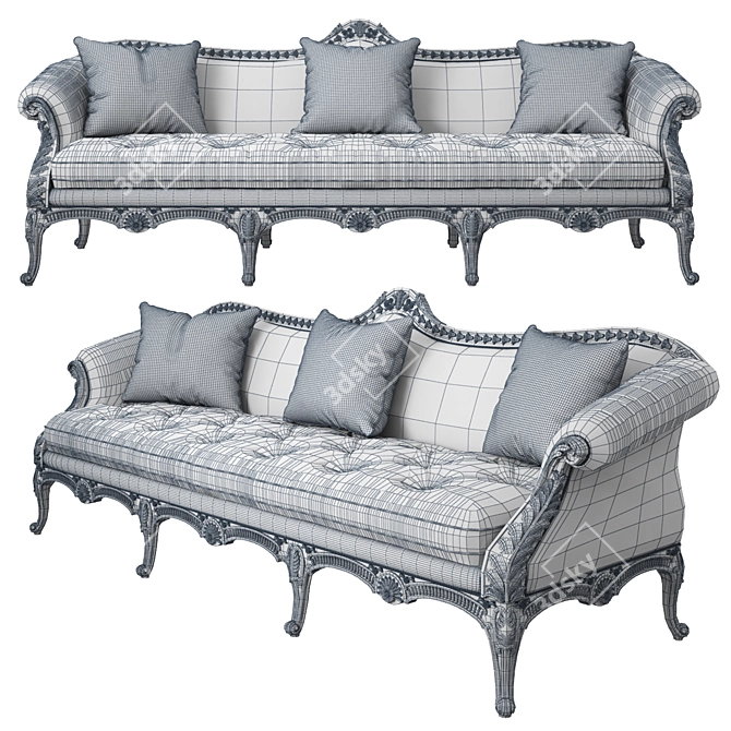 Elegant George III Chippendale Sofa 3D model image 3
