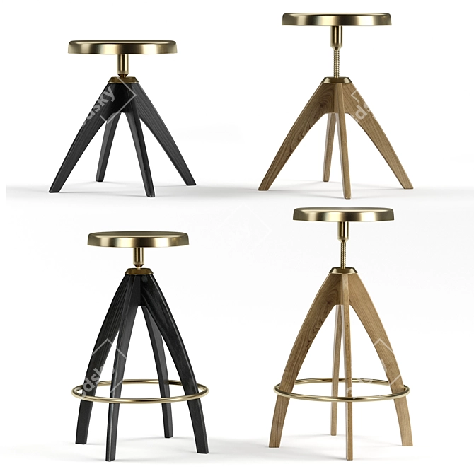 Ghidini1961 Leporello: Elegant Brass Stool 3D model image 2