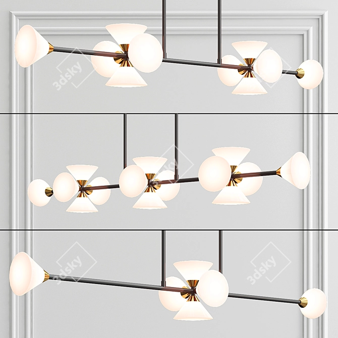 Elegant Metal and Glass Pendant Light 3D model image 1