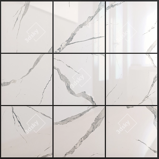 Elegant Statuario Venato Tiles 3D model image 1