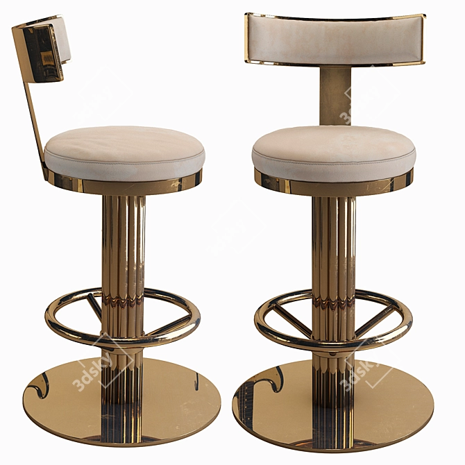 Golden Swivel Counter Chair 3D model image 1