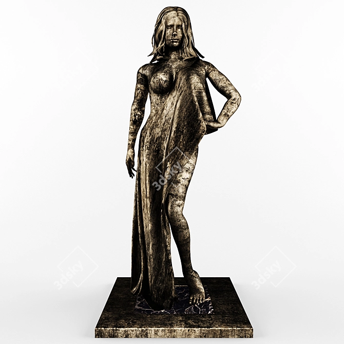 Bronze Goddess Sculpture 3D model image 1